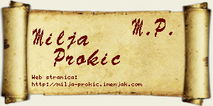 Milja Prokić vizit kartica